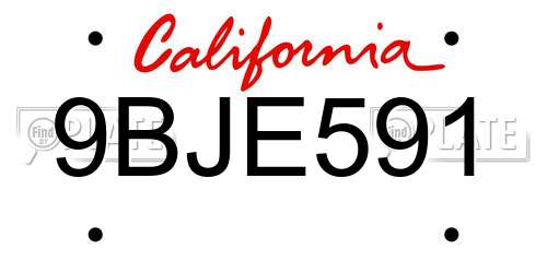 9BJE591 California License Plate