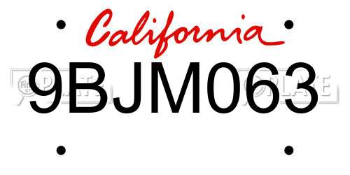 9BJM063 California License Plate