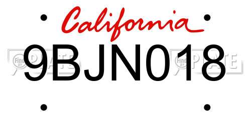 9BJN018 California License Plate