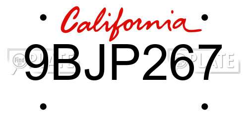 9BJP267 California License Plate
