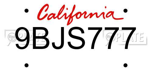 9BJS777 California License Plate