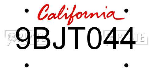 9BJT044 California License Plate