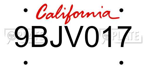 9BJV017 California License Plate