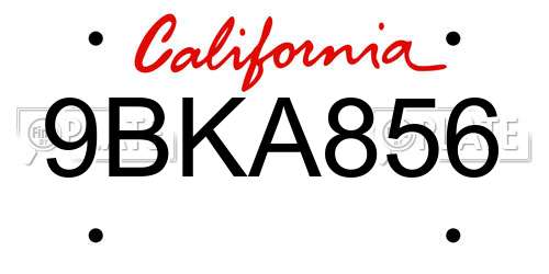 9BKA856 California License Plate