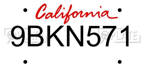 9BKN571 California License Plate