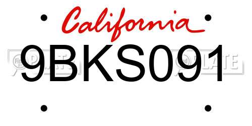 9BKS091 California License Plate