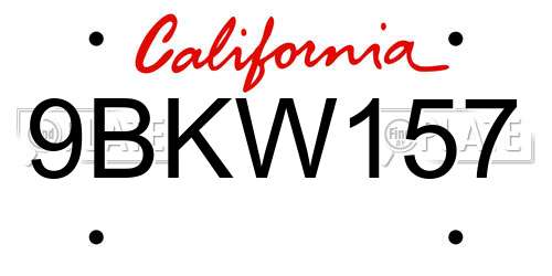 9BKW157 California License Plate