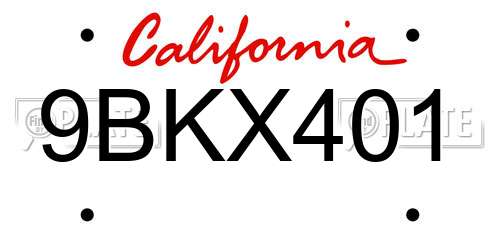 9BKX401 California License Plate