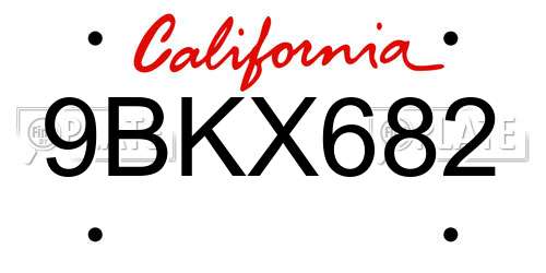 9BKX682 California License Plate