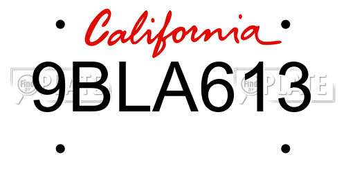 9BLA613 California License Plate