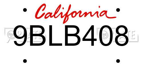 9BLB408 California License Plate