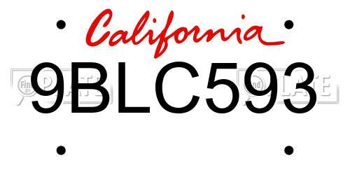 9BLC593 California License Plate