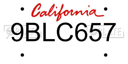 9BLC657 California License Plate