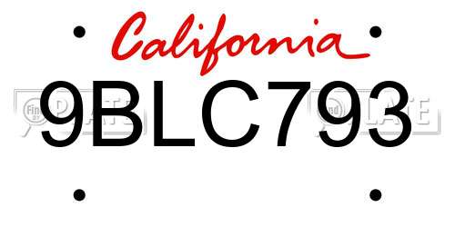 9BLC793 California License Plate