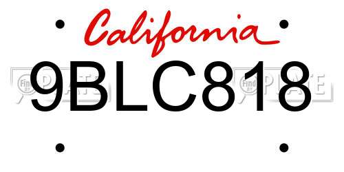 9BLC818 California License Plate