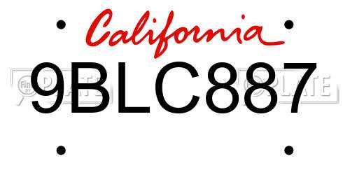 9BLC887 California License Plate