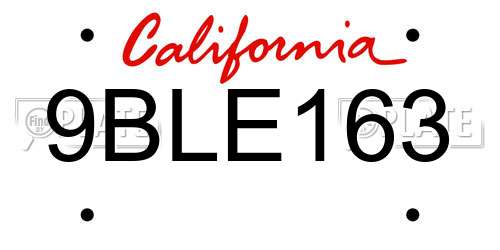9BLE163 California License Plate