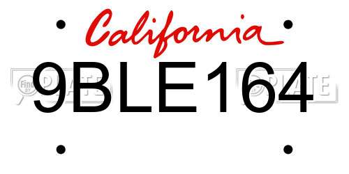9BLE164 California License Plate