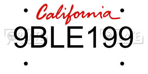 9BLE199 California License Plate