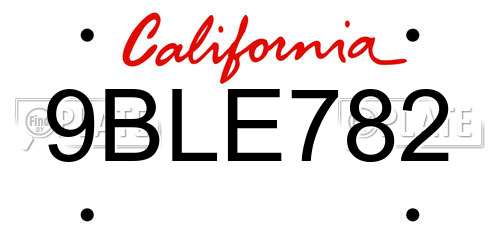 9BLE782 California License Plate
