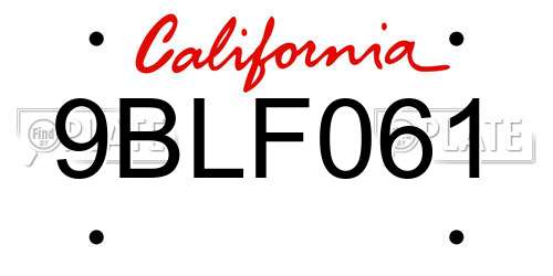 9BLF061 California License Plate