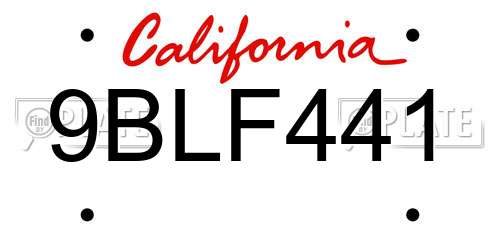 9BLF441 California License Plate