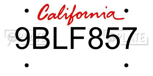 9BLF857 California License Plate