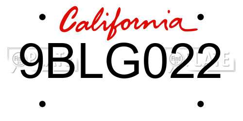 9BLG022 California License Plate