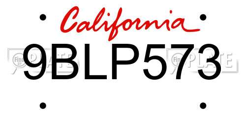 9BLP573 California License Plate