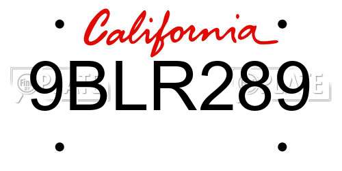 9BLR289 California License Plate