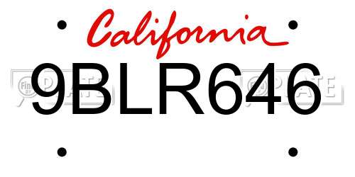9BLR646 California License Plate