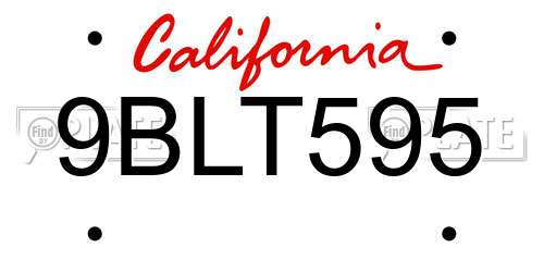 9BLT595 California License Plate
