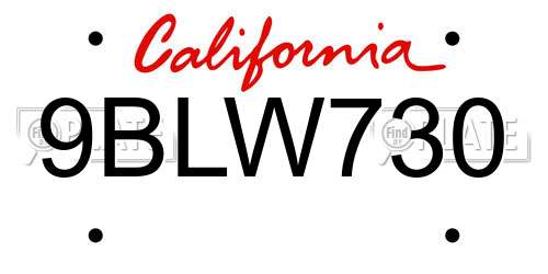 9BLW730 California License Plate