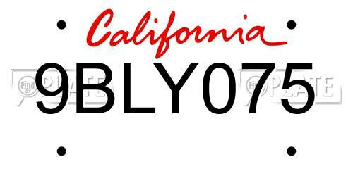 9BLY075 California License Plate