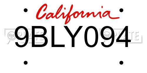 9BLY094 California License Plate