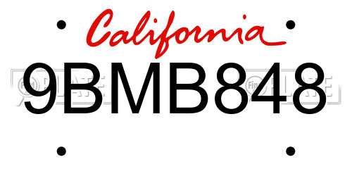 9BMB848 California License Plate