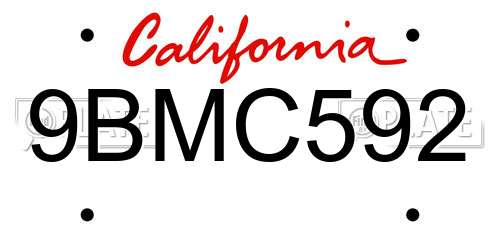 9BMC592 California License Plate