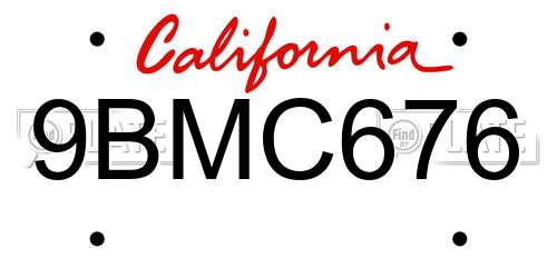 9BMC676 California License Plate