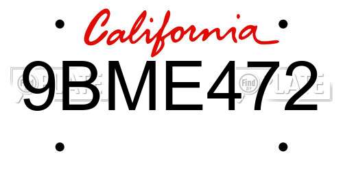 9BME472 California License Plate