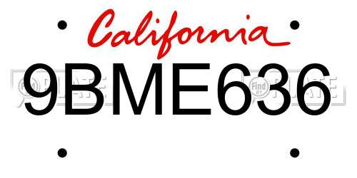 9BME636 California License Plate