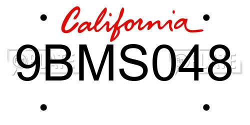 9BMS048 California License Plate