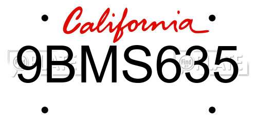 9BMS635 California License Plate