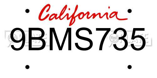 9BMS735 California License Plate