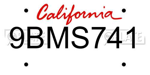 9BMS741 California License Plate