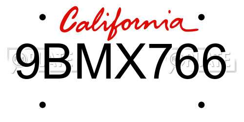 9BMX766 California License Plate