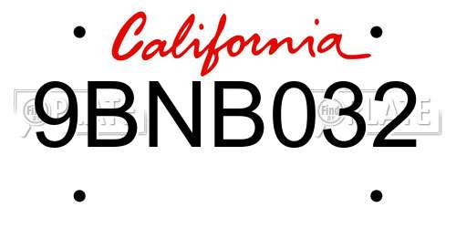 9BNB032 California License Plate