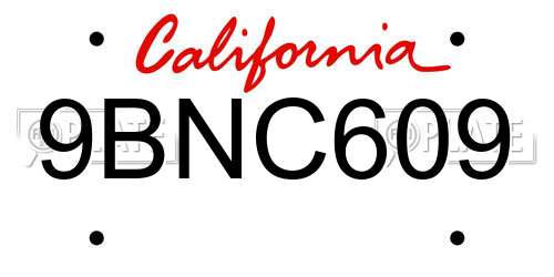 9BNC609 California License Plate