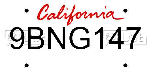 9BNG147 California License Plate
