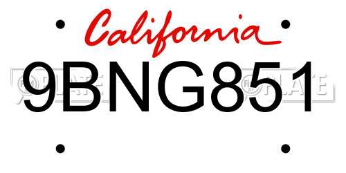 9BNG851 California License Plate