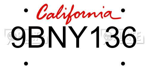 9BNY136 California License Plate